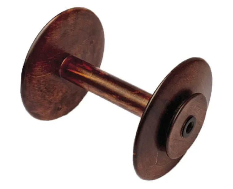 Kromski Jumbo Spule in Walnussbraun – große, dunkel gebeizte Holzspule für Spinnrad, Ersatzteil mit extra Garnvolumen