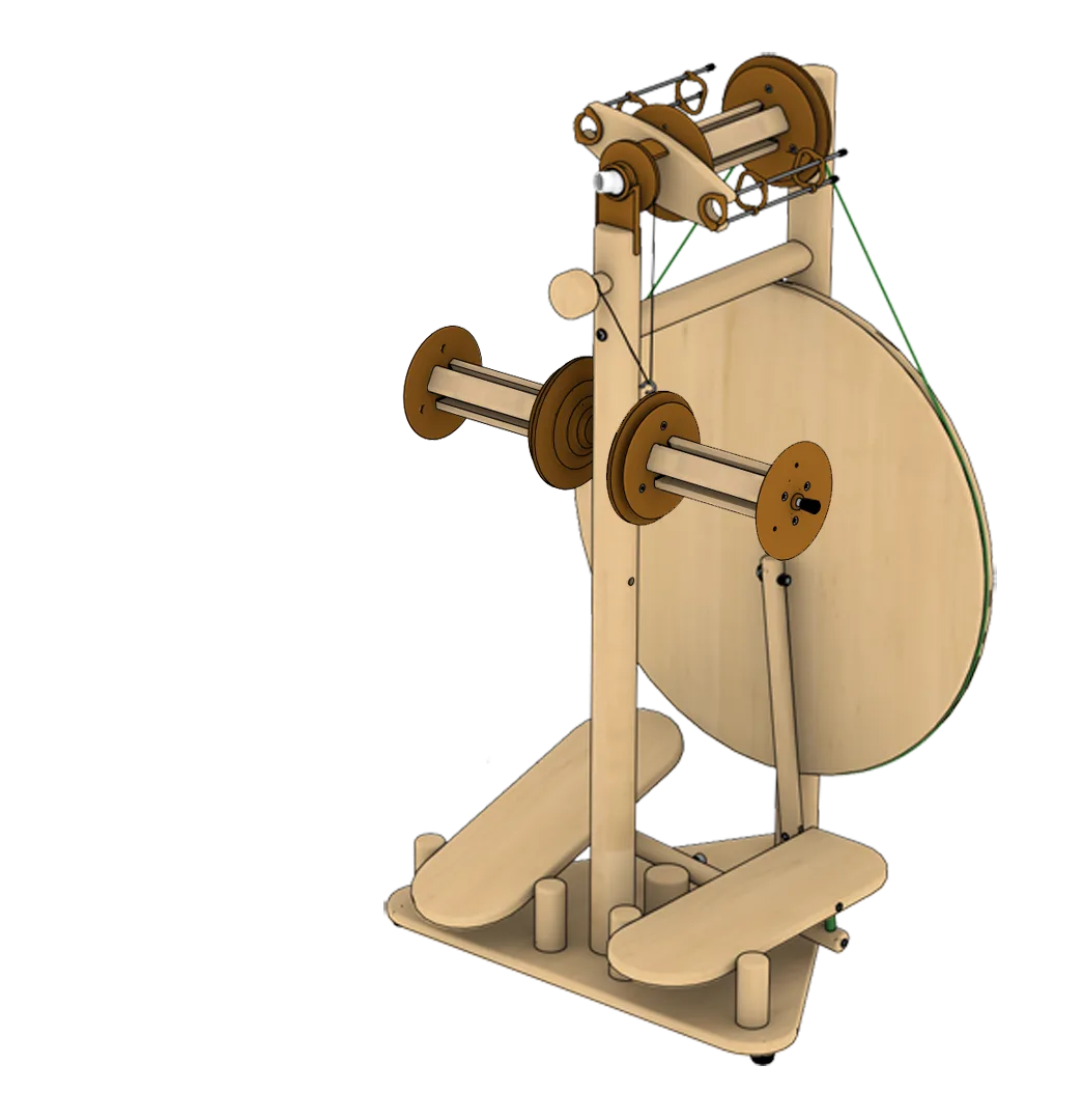 Lojan Buddy Doppeltritt Spinnrad mit Doppeltrittsystem und integrierter Lazy Kate, funktionales Holzspinnrad aus Buche für kreatives Spinnen