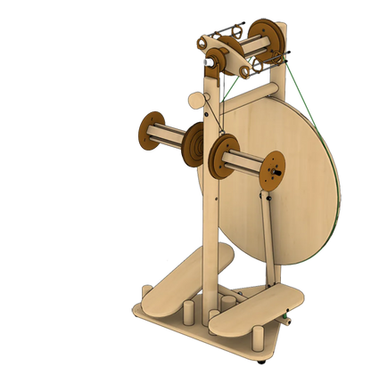 Lojan Buddy Doppeltritt Spinnrad mit Doppeltrittsystem und integrierter Lazy Kate, funktionales Holzspinnrad aus Buche für kreatives Spinnen