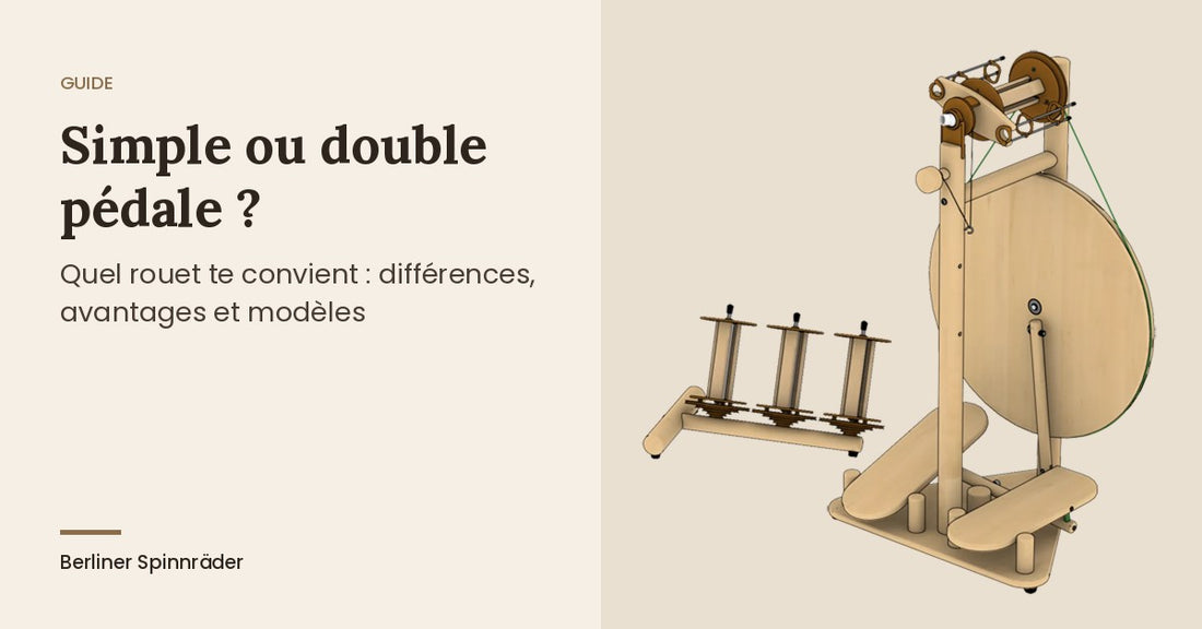 Rouet simple ou double pédale : rouet Lojan Buddy à double pédale avec porte-bobines